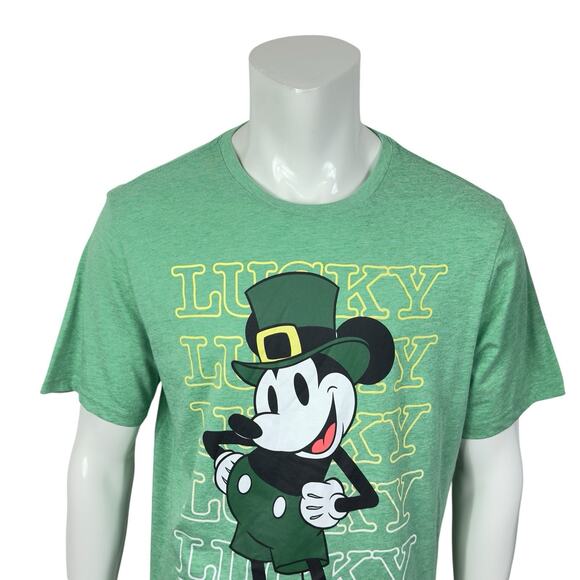 St. Patrick's Day Mickey Mouse Lucky Green Graphic T-Shirt - Mens XL - Picture 4 of 14